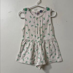 Cute Toddler Romper with Green Bow Pattern 90’s